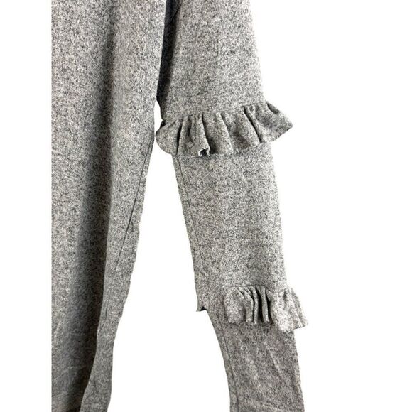 Anthropologie Postmark Long-Sleeve Grey Crewneck Sweater w/ Ruffles Sz S EUC - Picture 2 of 9